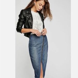 One Teaspoon Reformer High Waist Zip Denim Pencil Skirt Seamonster Size 27